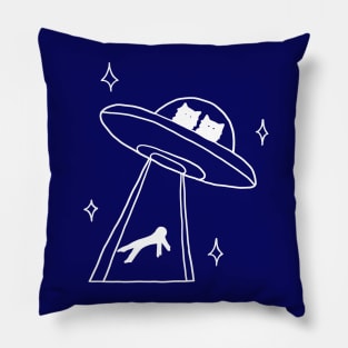 cat alien abduction line art Pillow