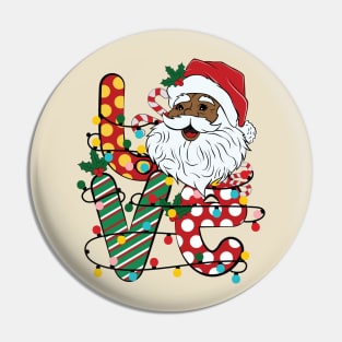 Love Black Santa Christmas Pin