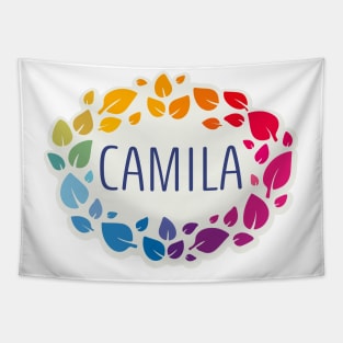 Camila name with colorful leaves Tapestry