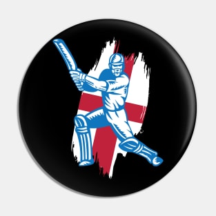 England Cricket Player Batsman Design Pin