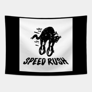 Cat Cycling Speed Rush Tapestry