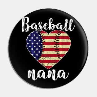 Baseball Nana Heart USA Flag Softball Mother Day Pin