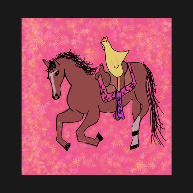 Chicken riding a horse flower by lexxiiimarie