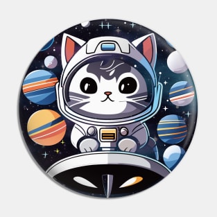 Cosmic Cat: Scottish Gray in Space Adventure Pin