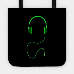 Minimalistic Green Headphones Tote