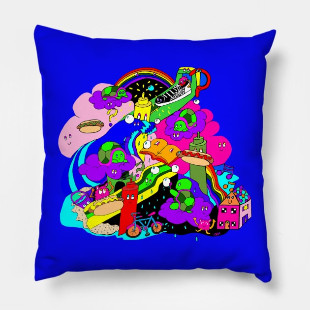 Turtle in the Clouds Pillow by Sandy Mitsuko Art