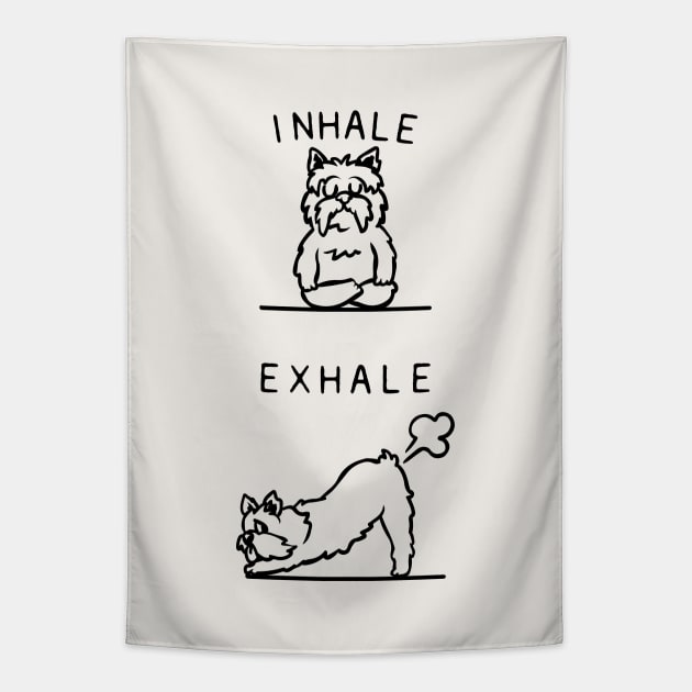 Inhale Exhale Yorkshire Terrier Tapestry by huebucket