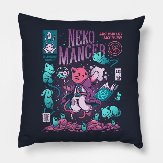 Nekomancer - Cat Ritual Pillow by Ilustrata