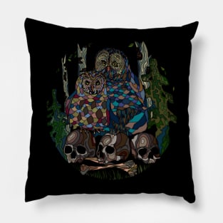 Owls on Bones Pillow