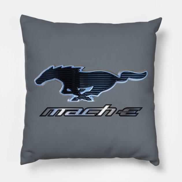 Mustang Mach-E Pony Badge Pillow by zealology