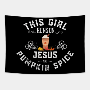 This Girl Runs On Jesus And Pumpkin Spice Fall Tapestry