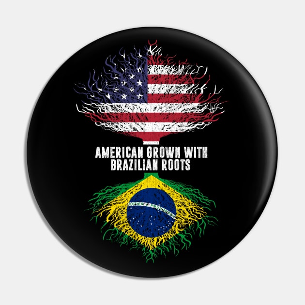 American Grown with Brazilian Roots USA Flag Pin by silvercoin