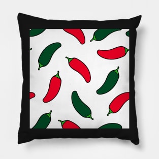 Jalapeno Red and Green Hot Peppers Pillow