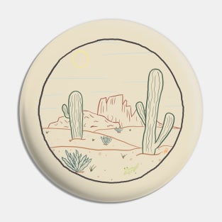 Desert Scene Cactus Succulent Line Art South America Pin