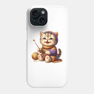 Cat Knitting A Sweater Phone Case