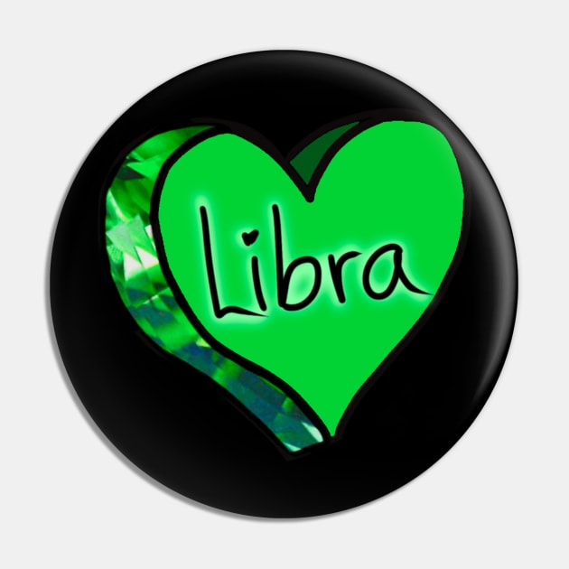 Libra Green Peridot Love Heart Pin by ROLLIE MC SCROLLIE