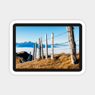 View on Central Swiss Alps on Sunny Foggy Winter Day Magnet