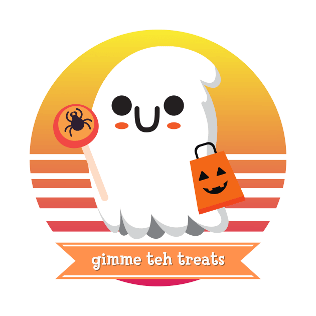 Halloween Cute Ghost Trick-or-Treating Adorable Costume Gimme teh Treats by nathalieaynie