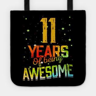 11th Anniversary Gift Vintage Retro 11 Years Of Being Awesome Gifts Funny 11 Years Birthday Men Women Tote