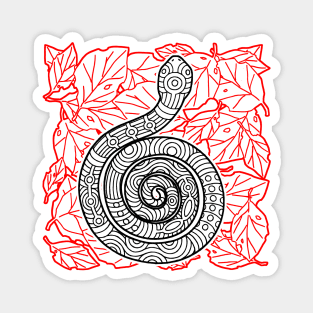 Tribal Snake Ink Art Tattoo Red Black Magnet