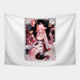 Yae Miko the Lamia (Snake Girl) doing her Fox Fingers Tapestry