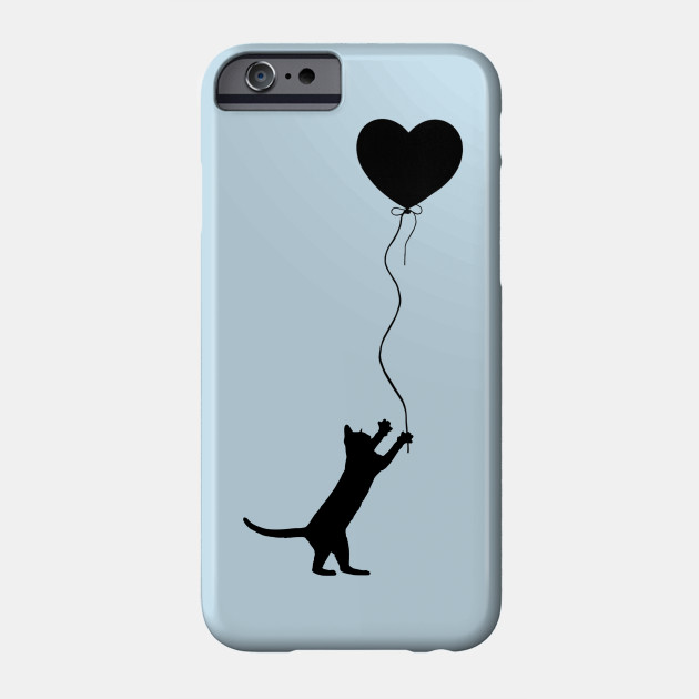 Cat Chasing A Heart Shaped Balloon Silhouette Love Cats Phone