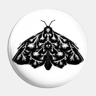 Moth Linocut Pin