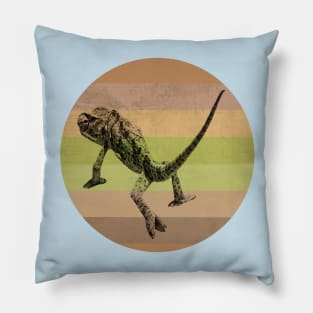 Chameleon on Retro-style Sunset in Colors of Africa Pillow