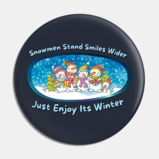 Winter's Grinning Snowmen: Enjoy the Season Pin