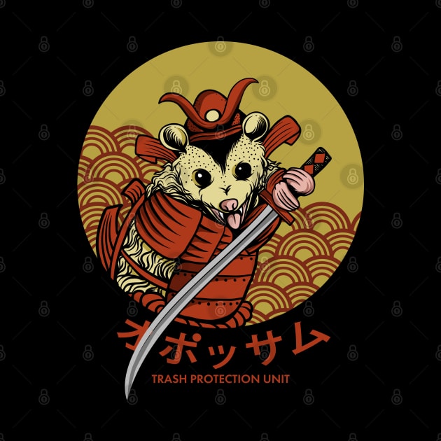 Samurai Opossum Trash Protection Unit by popcornpunk