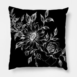 Sun Flower and Roses Tattoo Design Pillow