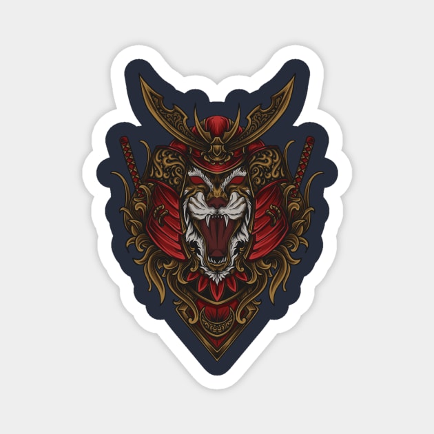 Samurai Cat Magnet by Falden