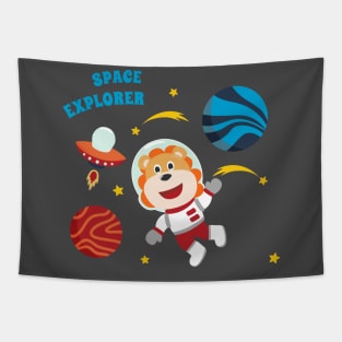 Space tiger or astronaut in a space suit with cartoon style. Tapestry