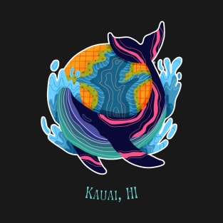 Kauai  Hawaii Colorful Abstract Indigo Whale T-Shirt