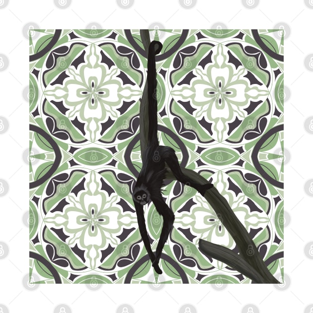 Exotic Spider Monkey on Tile Pattern by Suneldesigns