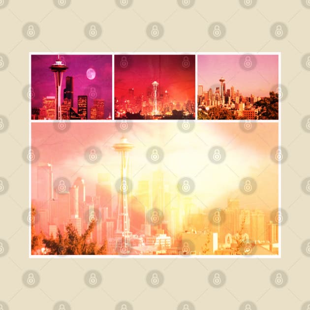 Shades of Red Space Needle Collage by Christine aka stine1