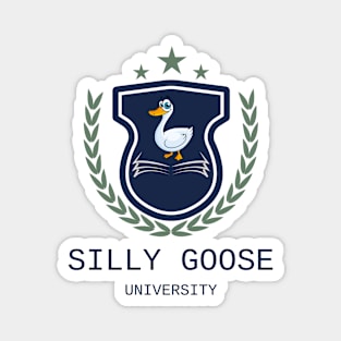 Silly Goose University - Cartoon Goose Blue Emblem With Green Details Magnet