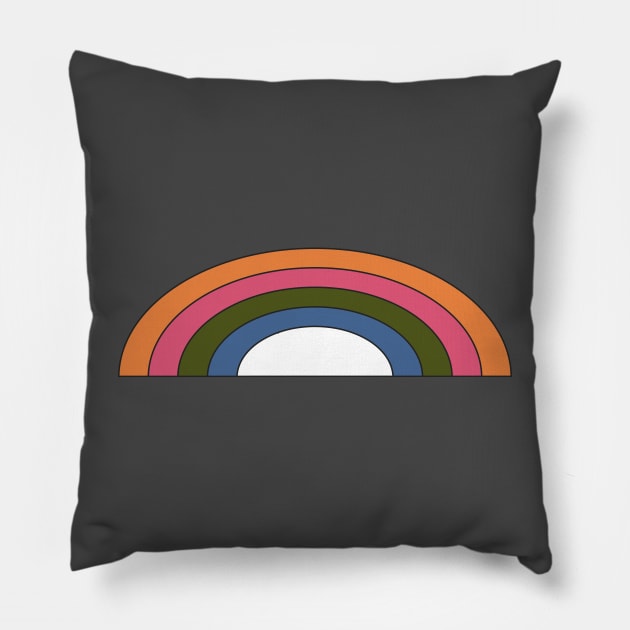 Retro Rainbows 1970 Pillow by ellenhenryart