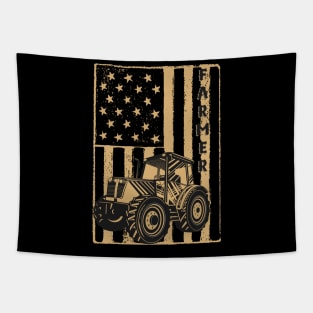 Vintage American flag tractor gift for farmer Tapestry