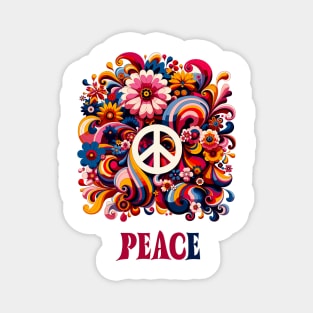 Vintage hippie sixties peace and love pattern Magnet