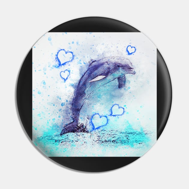 Dolphin Watercolor Graphic Art Cute Dolphin Lover Home Decor & Gifts Pin by tamdevo1