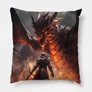 The Epic of Valor: Immortal Duel between Knight and Dragon Pillow