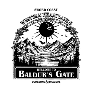 Welcome to Baldur's gate Black and White T-Shirt