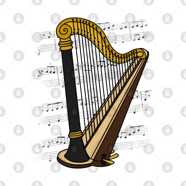 Harp Player Harpist String Musician (Colour) by doodlerob