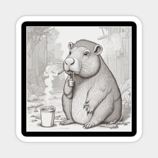 Capybara smoking Magnet