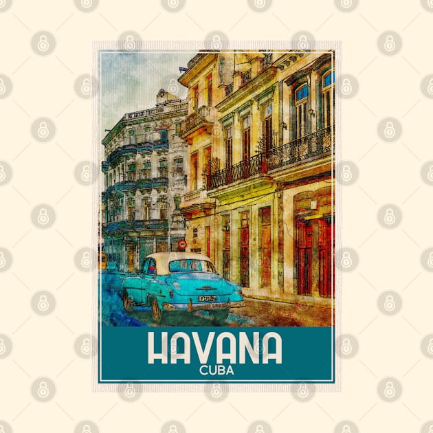 Havana Cuba Travel Art by faagrafica