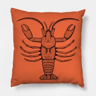 Crayfish or Mudbug Ink Art - cool animal design - on orange Pillow