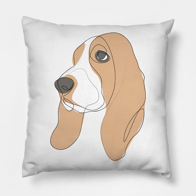 Basset Hound - one line drawing Pillow by addillum