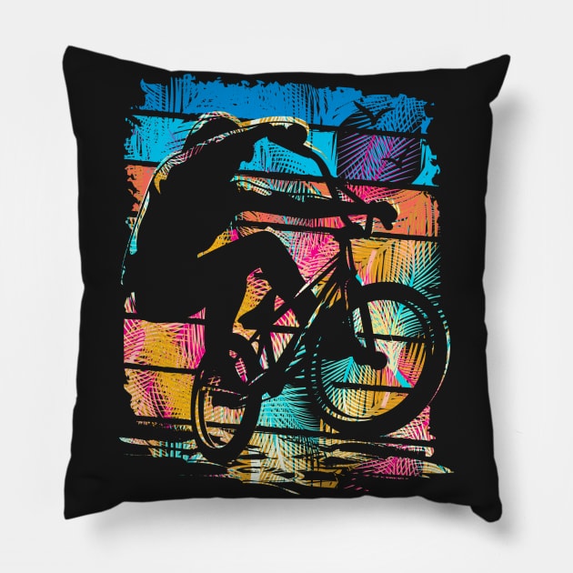 Retro Bmx Apparel - Vintage Bmx Bike Pillow by BabyYodaSticker