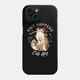 Knit Happens, Cats Help - Cream Fluffy Cat Phone Case